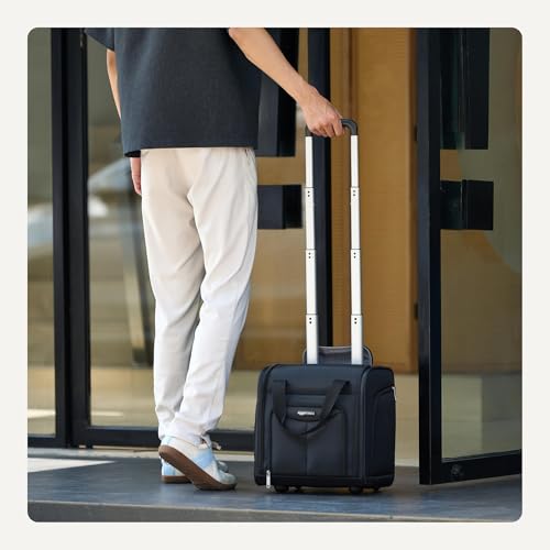 Amazon Basics Underseat Carry-On Luggage With Wheels, 14-inch Rolling Travel Bag, Black