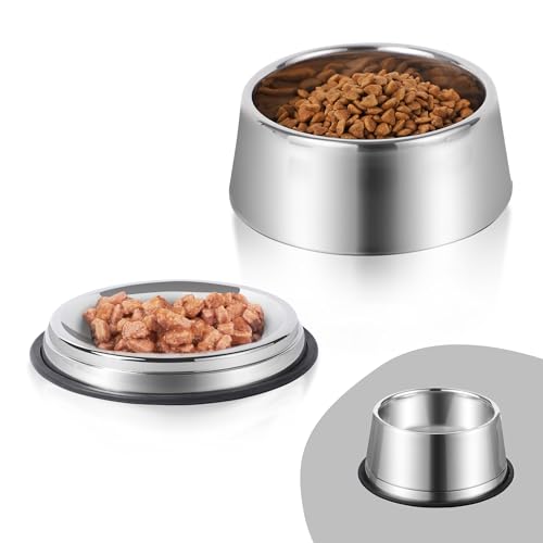 Nicelock Elevated Cat Bowl Stainless Steel Combined Type Cat Bowls Whisker Fatigue Cat Dish, One Raised Cat Bowl and One Dish