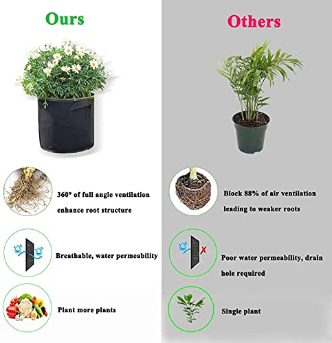 Smirdx 6 Pack Brown Plant Grow Bags with Handles, 1 Gallon Heavy Fabric Raised Garden Bed Pot for Vegetable, Non-Woven Durable Breathe Planting Container for Potato, Carrots, Onions, Flower