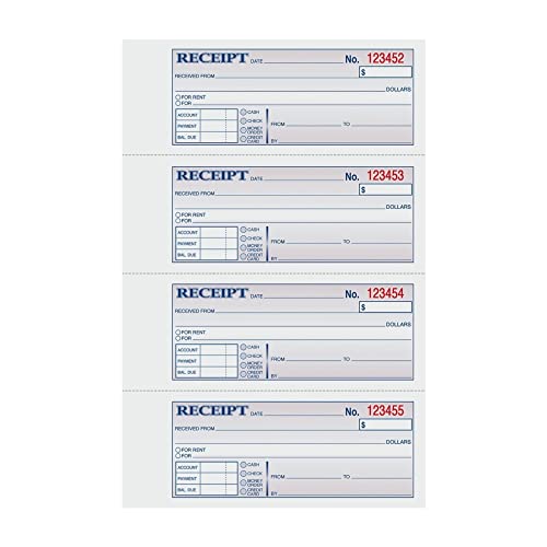 TOPS Money/Rent Receipt Book, 3-Part, Carbonless, 11 x 7-5/8 Inches, 4 Receipts/Page, 100 Sets per Book (46808)