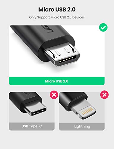 UGREEN 2 Pack On The Go Adapter Micro USB to USB OTG Cable for Samsung S7 S6 Edge S4 S3 LG G4 DJI Spark Mavic Remote Controller Android Tablets Black