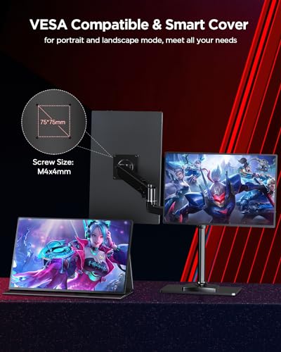 UPERFECT 2K 120Hz Portable Gaming Monitor, 16" 2560x1600 QHD Portable Monitor HDR FreeSync Laptop Monitor w/VESA & Smart Case Matte IPS Eye Care External Second Screen for PC Phone Game Console