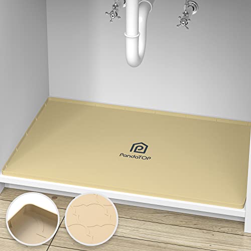 Under Sink Mat, 22" x 19" Silicone Kitchen Cabinet Tray, Waterproof & Flexible Under Sink Liner for Kitchen Bathroom and Laundry Room(Black)