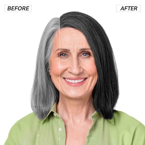 JIESSIA 3 IN 1 Hair Color Shampoo Dye For Women & Men Natural Herbal Plant Semi Permanent Grey Hair Cover Treated, 16.9 Fl Oz, Black