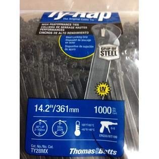 MS3367-2-0 Black Ultraviolet Resistant 14" Cable Tie TY28MX (1000 Per Bag)