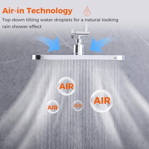 10 inch Rainfall Shower Head Combo Stainless Steel, THE FIRST WATERFALL mode, 10 Inch Rain Shower Head with Handheld 6 Spray Modes High Pressure, Overhead Shower Adjustable Extension Arm,Chrome