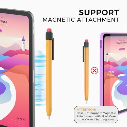TRONWIN iPencil Case Sleeve Silicone Protective Cover Perfect Grip Skin Classic Design with Sturdy Clip Compatible with Apple Pencil 2nd Generation (Classic)