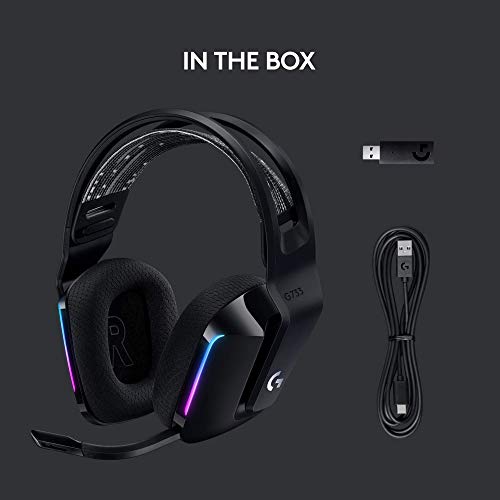 Logitech G733 Lightspeed Wireless Gaming Headset, LightSync RGB with Signature Series Gift Bundle