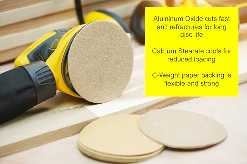 Karebac LR5C80 Premium Gold 5" PSA 80 Grit C-Weight Aluminum Oxide Stearated Sanding Discs 100 Discs/Linkroll