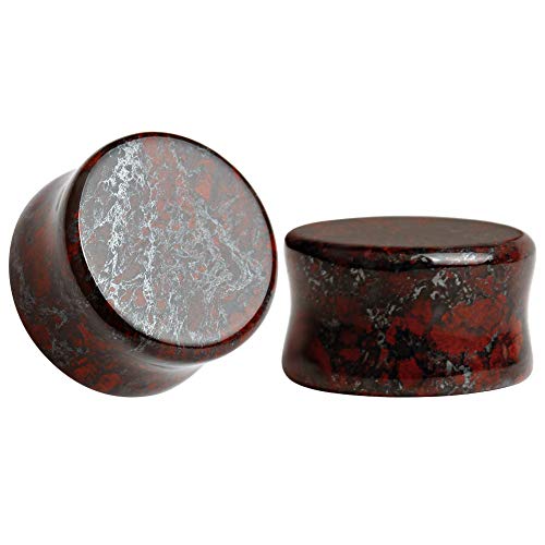 COOEAR 14PC 7 Pairs Stone Ear Plugs Double Flare Saddle Stretching Gauges Expander Stretchers 2G(6mm)-5/8"(16mm)