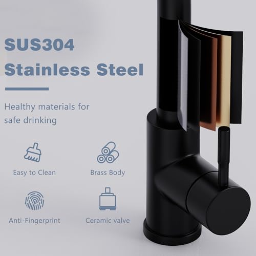 GIMILI Waterfall Kitchen Faucet with Pull Down Sprayer Brushed Nickel Single Hole Handle Stainless Steel Kitchen Sink Faucets Commercial Modern Faucets for Pull Down Sprayer Kitchen Sinks