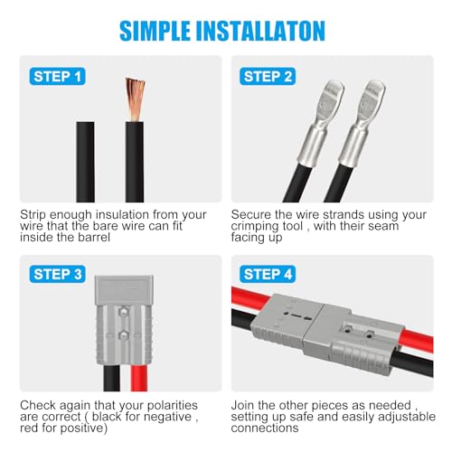 ANKG 350 Amp 600 Volt 2/0 AWG Battery Power Connector (2/0AWG Contact,1Pcs Blue Housing)