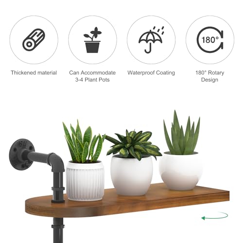 Window Rotating Plant Shelf - 2-Tier Wooden Indoor Plant Stand, 16 inches for Optimal Light Exposure, Wooden Window Shelf for Small Spaces - Ideal for Growing Herbs, Flower Pot Organizer and Storage