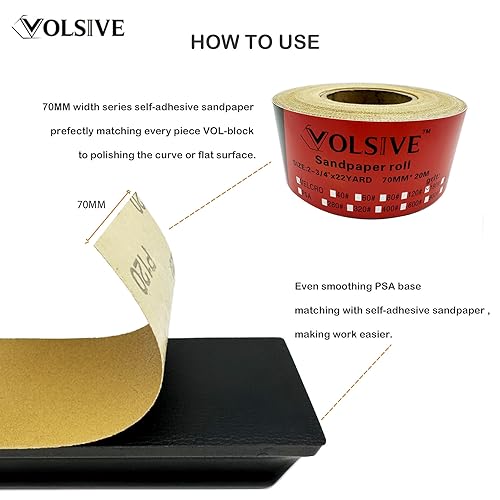 VOLSIVE Abrasive Sheet Roll Multi-Hole Sanding Roll Automotive Sandpaper Roll Clean Sand Sheet Roll for Woodworking, Auto Body Repair, 70 mm x 12 m - 180 Grit