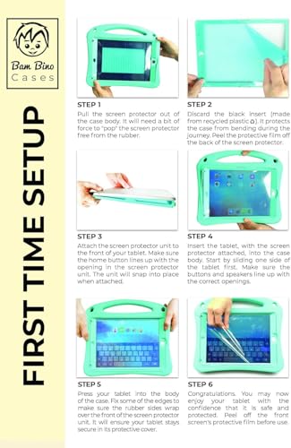 Bam Bino Space Suit iPad 9th Generation Case Kids, iPad 8th/7th/10.2 inch iPad Case for Kids | Lightweight Cover with Screen Protector, Handle, Stand, Shoulder Strap, Pencil Holder (Turquoise)
