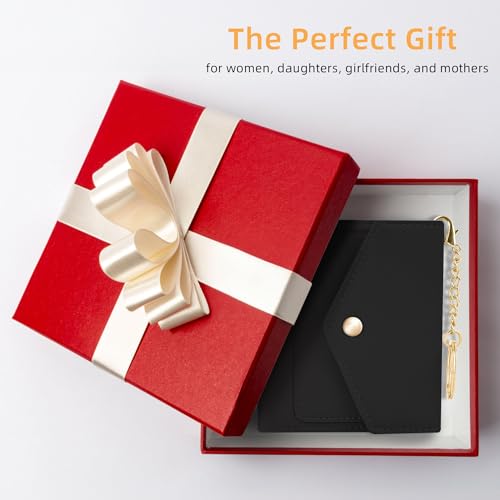 Gostwo Womens Wallet RFID Blocking Small Wallets Woman Credit Card Holder Trifold Ladies Wallets with Coins Zipper Pocket(Red)