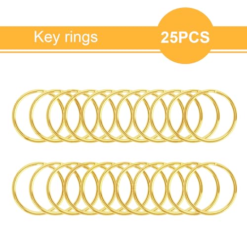 50PCS Metal Lobster Claw Clasp with Key Rings, 25PCS Keychains Clips Hooks and 25PCS Key Chain Rings, Keychain Accessories, Keychain Rings Making kit for Crafts, Gold