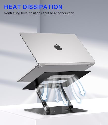 YTech Adjustable Laptop Stand,Ergonomic Foldable Notebook Computer Holder.Compatible with MacBook iPad Dell HP Lenovo ThinkPad Acer ASUS Samsung and More 10-17" Laptops Tablets,Black