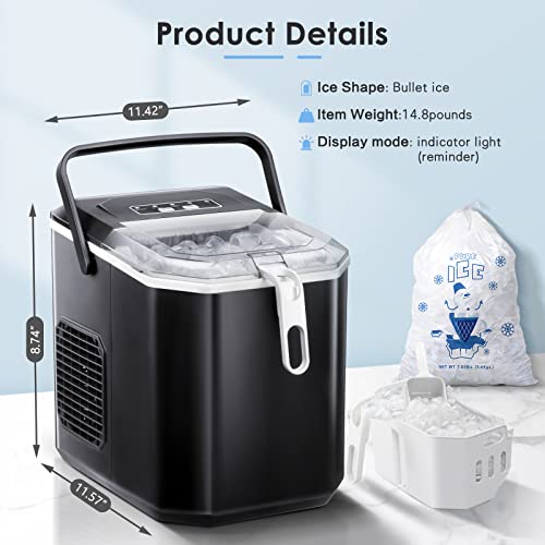 Xbeauty Ice Makers Countertop,Protable Ice Maker Machine with Self-Cleaning, 26Lbs/24H,9 Ice Cubes/8 Mins, Ice Scoop, and Basket for Home/Kitchen/Office/Party-White
