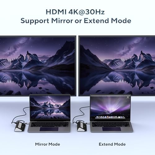 USB C Hub, 9-in-1 USB C Hub Multiport Adapter with 4K HDMI, PD 100W, USB-C and 2 USB A 3.0 5Gbps, 2 USB A 2.0, SD/TF Slot, Black USB Hub for Laptop for MacBook Air/Pro iPad Type C Tablet