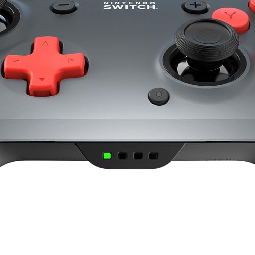 PDP REMATCH Enhanced Wireless Nintendo Switch Pro Controller, Rechargeable 40 hour battery power, Dual Programmable Gaming Buttons, 30-foot Connection, Licensed by Nintendo: Black Fade (Red & Black)