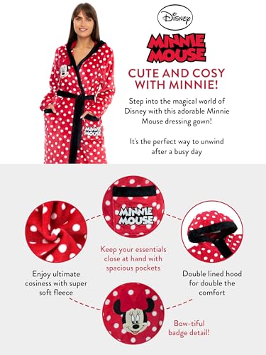 Disney Women's Robe | Minnie Mouse Bathrobe | Fluffy Robe for Women Size Small Red