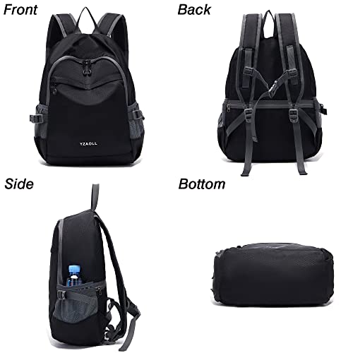 YZAOLL 25L Lightweight Packable Hiking Backpack Waterproof Hiking Daypack for Women Men Gym Backpack Travel Camping Vacation,Black