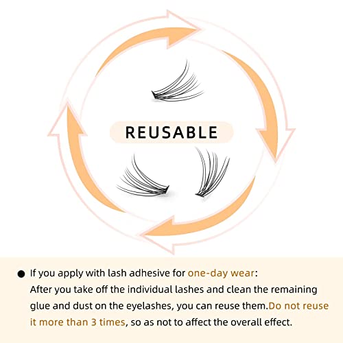 QUEWEL Cluster Lashes 72 Pcs Wide Stem Individual Lashes C/D Curl 8-16mm Length DIY Eyelash Extension False Eyelashes Natural&Mega Styles Soft for Personal Makeup Use at Home (Natural-D-18)