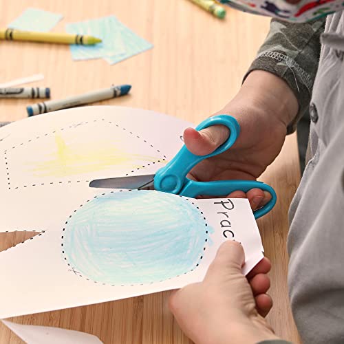 Fiskars 5" Blunt-Tip Scissors for Kids Ages 4-7 (3-Pack) - Scissors for School or Crafting - Back to School Supplies - Red, Blue, Turquoise