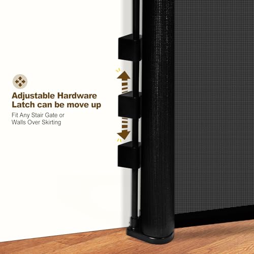 Miumoon Upgrade 200 inch Retractable Baby Gates Extra Wide with Reinforced Strip Design to Prevent Crawling Through, 200" Retractable Dog Gate, 48" Tall, Retractable Gate for Indoor/Outdoor(Gray)
