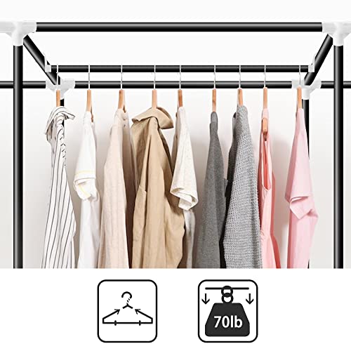 LOKEME Portable Closet, Great Size 82-Inch Portable Wardrobe with 5 Hanging Areas and 10 Storage Shelves, Black Portable Closets for Hanging Clothes, Extra Sturdy 25mm Steel Tube and Easy to Assemble
