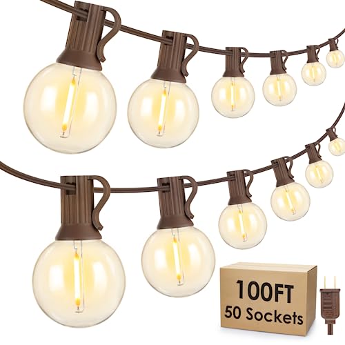 Mlambert 100Ft LED Outdoor String Lights, Dimmable Patio Lights, Waterproof Shatterproof 50+3 G40 Globe Bulb Lights for Backyard Bistro-Black 1 Pack
