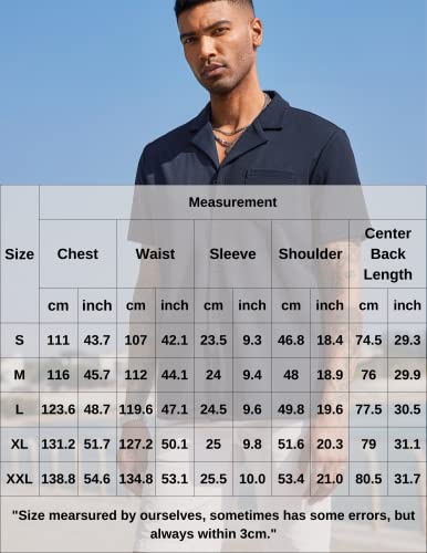 COOFANDY Mens Untucked Short Sleeve Button Up Shirt Wrinkle-Free Business Casual Dress Shirts Stretch Slim Fit Tops Blue