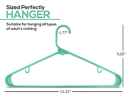 Utopia Home Plastic Hangers 50 Pack - Clothes Hanger with Hooks - Durable & Space Saving Coat Hanger - Heavy Duty Aqua Hangers - Skirt Hangers