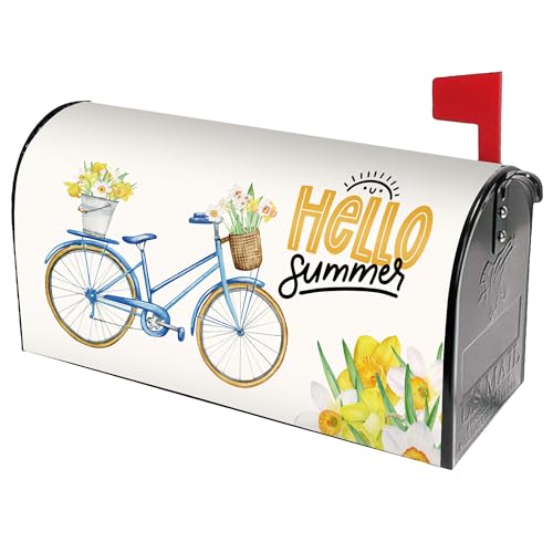 Hello Summer Mailbox Cover, 21x18, Welcome Wraps Post Letter Box Cover for Garden Decorations, No Magnetic