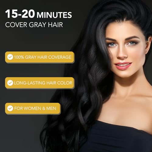 KAISASA Black Hair Dye Shampoo 3 in 1, Color Shampoo champu para canas for Gray Hair Coverage for Women/Men Instant Herbal Ingredients