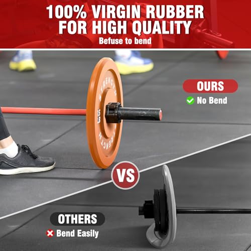 Rendpas Color Olympic Bumper Plates - Elastic and Tough Rubber Weights Plate with Metal Insert, 2-Inch Universal Fit, Ideal for Strength Training and Fitness Workouts-2x10LB