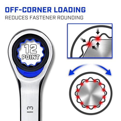 ironcube Ratcheting Combination Wrench Set: 5-Piece Metric 10mm to 15mm CR-V Steel 72 Tooth Gear with Quick Access Organizer For Vehicle or Motorcycle Backup Tools
