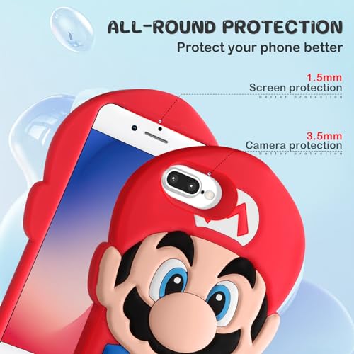 oqpa for iPhone 8 Plus/7 Plus/6S Plus/6 Plus Case Cute Cartoon 3D Character Design Cases for Boys Girls Women Teens Kawaii Unique Cool Funny Silicone Cover for i Phone 8Plus/7Plus/6SPlus/6Plus, Maro