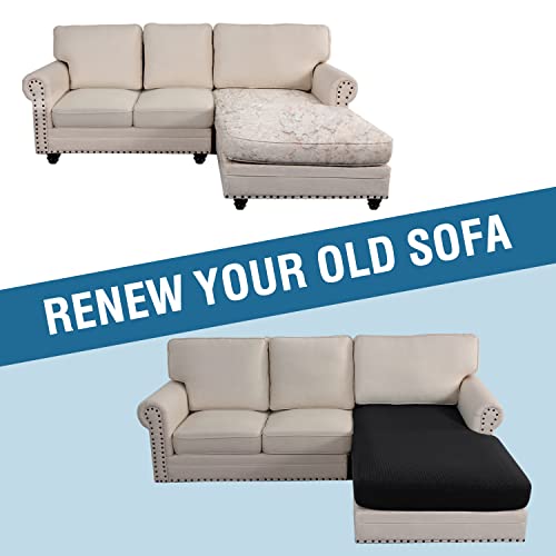 H.VERSAILTEX Sectional Couch Covers 4 Pieces Sofa Seat Cushion Covers L Shape Separate Cushion Couch Chaise Cover for Both Left/Right Sectional Couch (Seat Only: 1 Chaise + 3 Sofa, Sand)