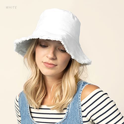 CHOK.LIDS Frayed Bucket Hats for Women Men Unisex Trendy Washed Cotton Floppy Wide Brim Boonie Outdoor Summer Beach Headwear (Scarlet)