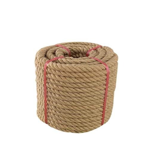 Ganggend Jute Rope (1 in X 50 ft), Thick Twisted Manila Ropes, Natural Heavy Duty Hemp Rope for Swing Bed, Crafts, Railing, Tug of War, Landscaping, Gardening, Bundling, Hammock, Home Decorating