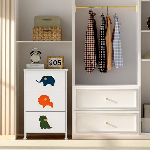 FRAPOW Kids Dresser for Bedroom, Baby Girls Dresser with 8 Fabric Drawers Tall Storage Organizer for Toddler Child with Wood Top Metal Frame for Living Room, Nursery, Closet, Apartment