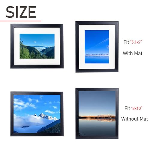 BENGBUKAISAI Black Brushed 8x10 Picture Frame, Picture Display 5x7with white cardstock or 8x10 without white cardstock, for wall display and tabletop display