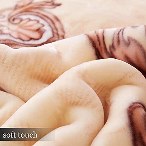 Korean Mink Blanket 55"×75", Silky Soft and Warm - 2 Ply Reversible Raschel Bed Blanket for Single Bed.(150x200cm-2.5kg).