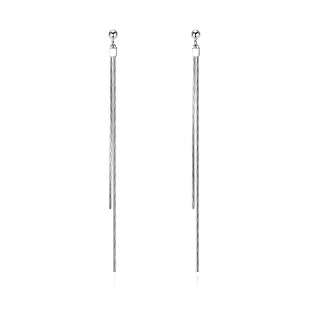Reffeer 925 Sterling Silver Tassel Chain Dangle Earrings for Women Girls Long Dangle Earrings Drops Ear Line (A-Silver)