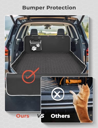 Oasser SUV Cargo Liner for Dogs Large Cargo Liner for SUV Waterproof Trunk Cover for Dogs with Detachable Pocket (Black, XL (55 x 91inch)