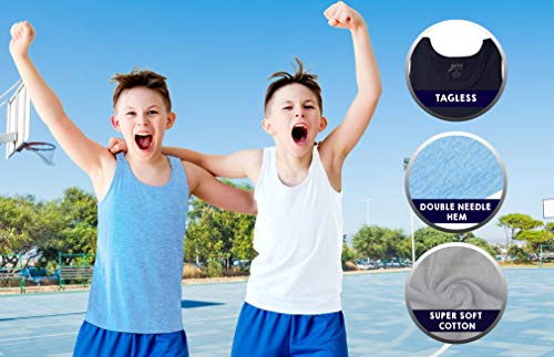 Brix Boys Undershirt Tank Top - Tagless 100% Cotton Super Soft 4 Pack Novelty.