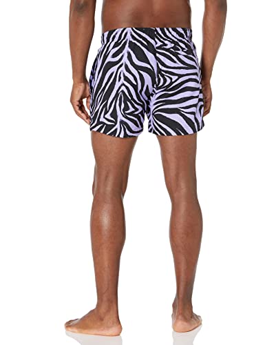 HUGO Mens Modern Animal Print Swim Trunks, Medium Lilac Animal Print, Small US