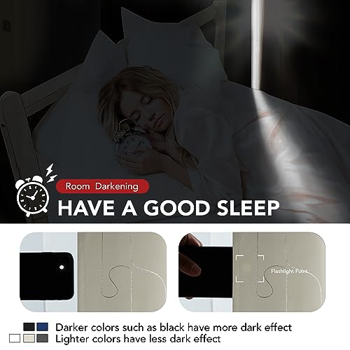 Deconovo Room Darkening Curtains, Window Drapes with Line Foil Print for Loft, Grommet Home Decor Panels, Beige, 42W x 45L Inch, 2 Panels